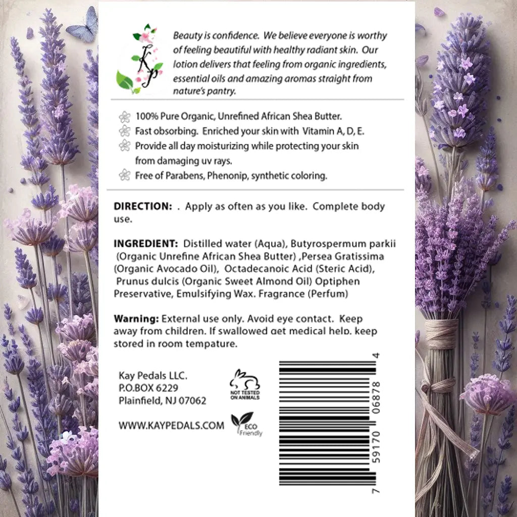 French Lavender Body Lotion | Organic Body Cream |Shea Butter Lotion | Almond Body Lotion | Fragrance Lotion Kay Pedals