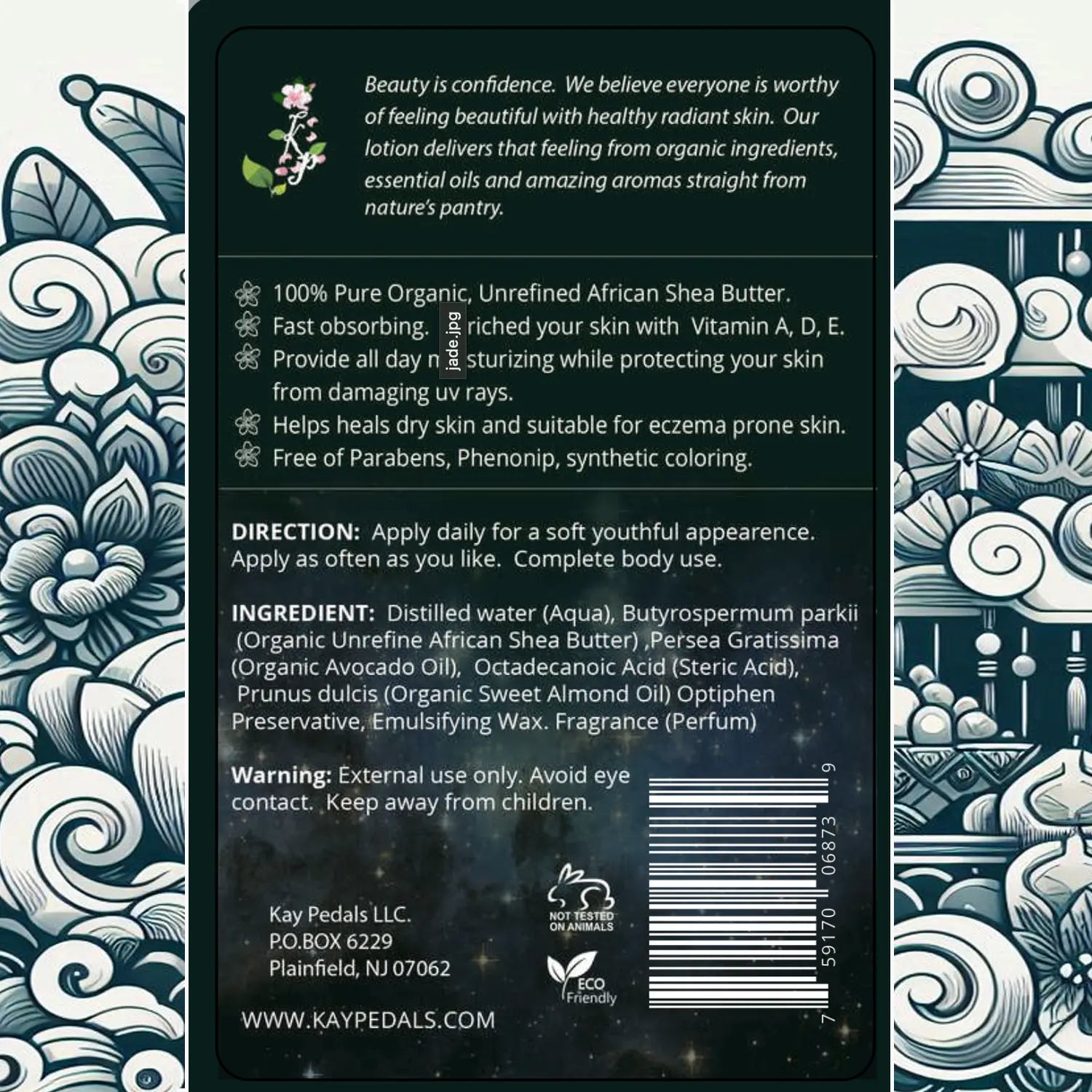 Jade Organic Body Lotion | Organic Body Cream | Shea Butter Lotion | Almond Body Lotion | Fragrance Lotion Kay Pedals