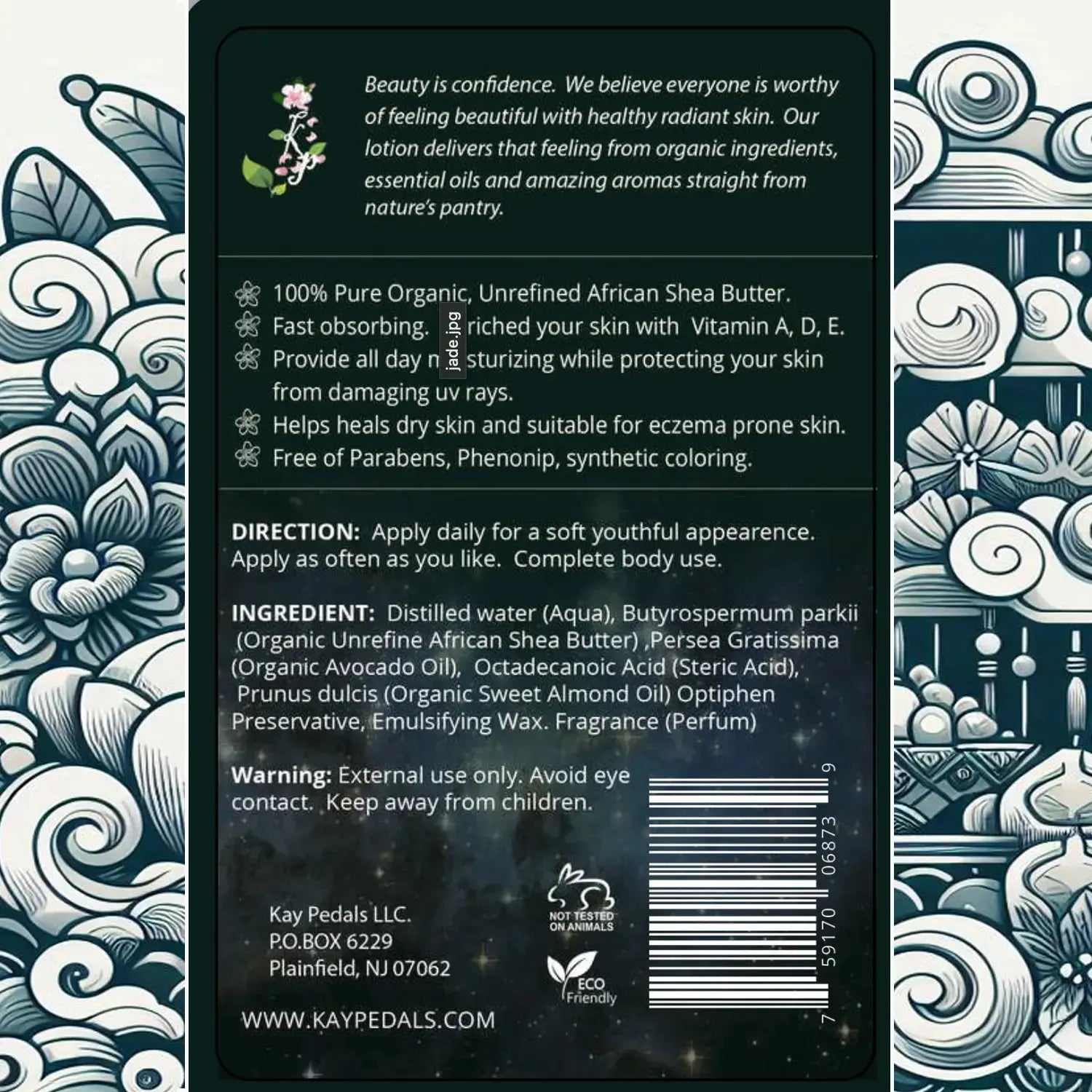 Jade Organic Body Lotion | Organic Body Cream | Shea Butter Lotion | Almond Body Lotion | Fragrance Lotion Kay Pedals