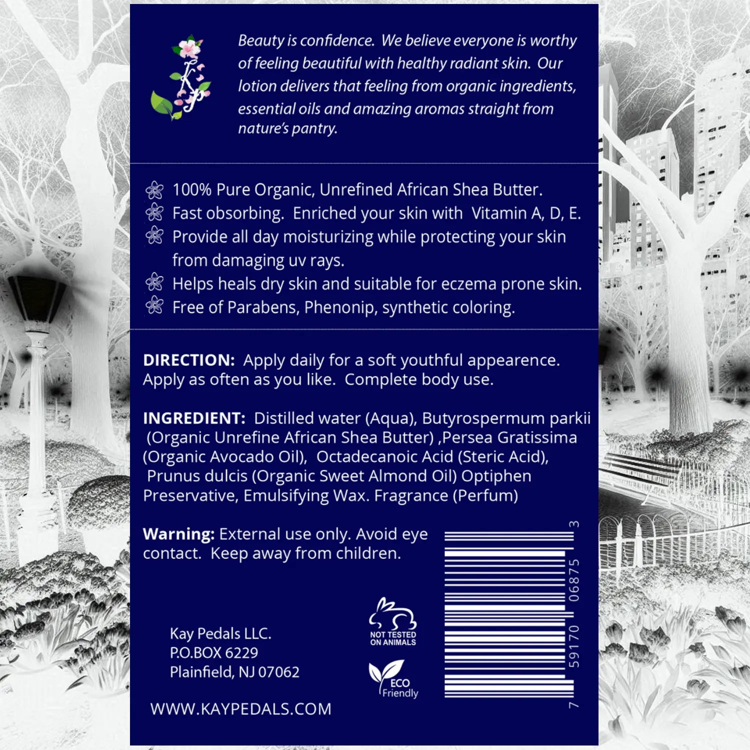 Manhattan Organic Body Lotion | Organic Body Cream | Shea Butter Lotion | Almond Body Lotion | Fragrance Lotion Kay Pedals