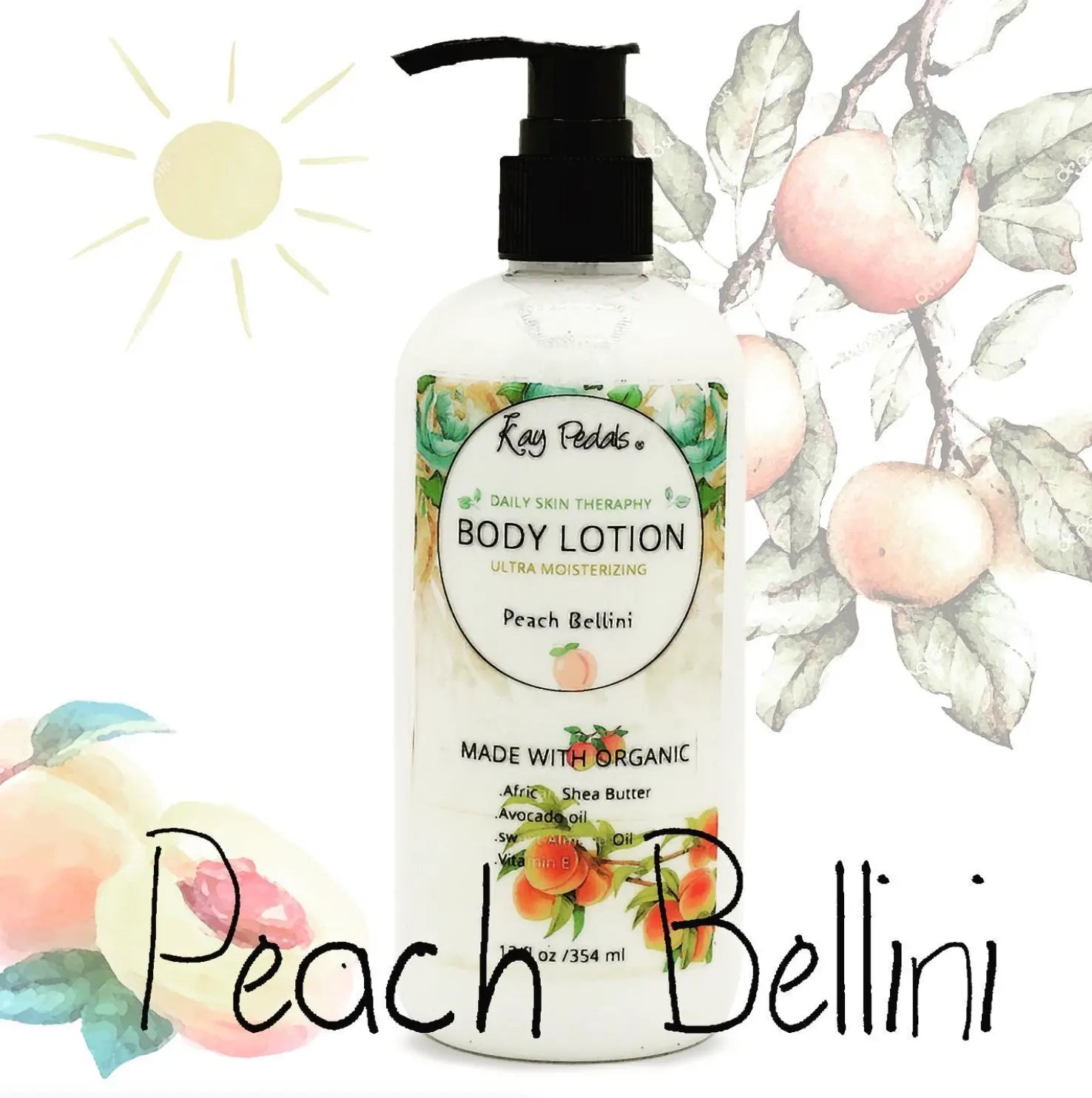 Peach Bellini Body Lotion | Organic Body Cream | Shea Butter Lotion | Scented Lotion | Almond Body Lotion
