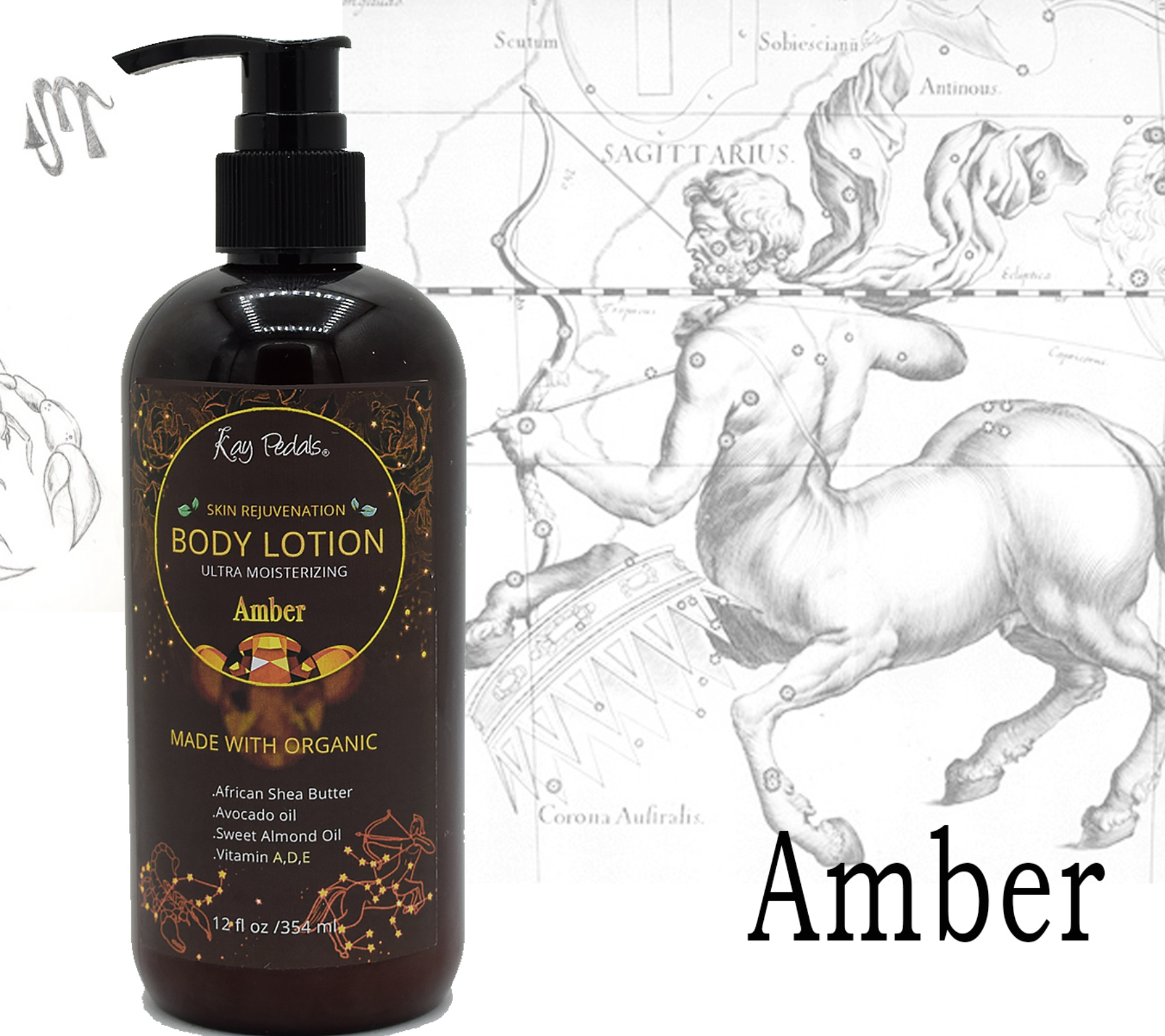 Amber Body Lotion | Organic Body Cream | Shea Butter Lotion | Scented Lotion | Almond Body Lotion | Fragrance Lotion Kay Pedals