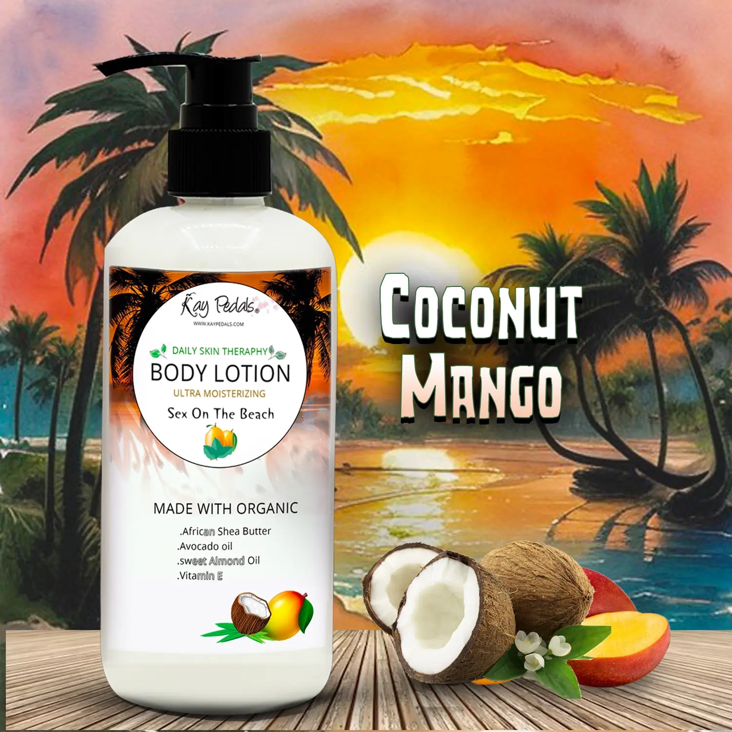 Sex On The Beach Body Lotion | Organic Body Cream | Shea Butter Lotion | Almond Body Lotion | Fragrance Lotion Kay Pedals