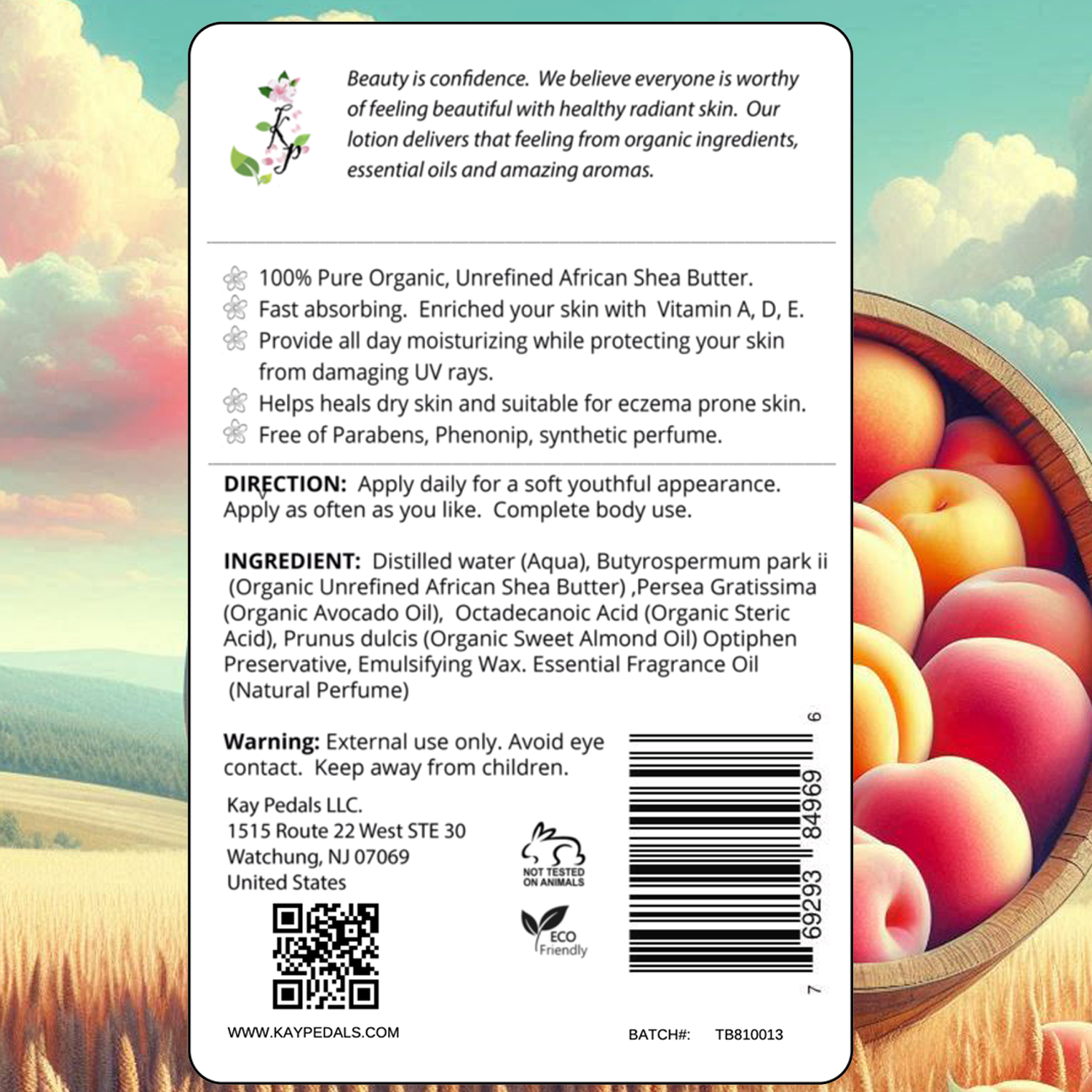 Ginger Peach Organic Body Lotion 12oz