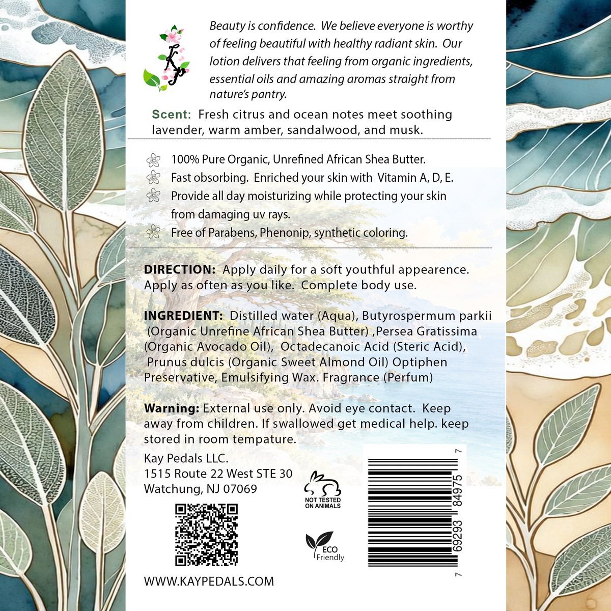 Coast Of Italy Natural Organic Body Lotion
