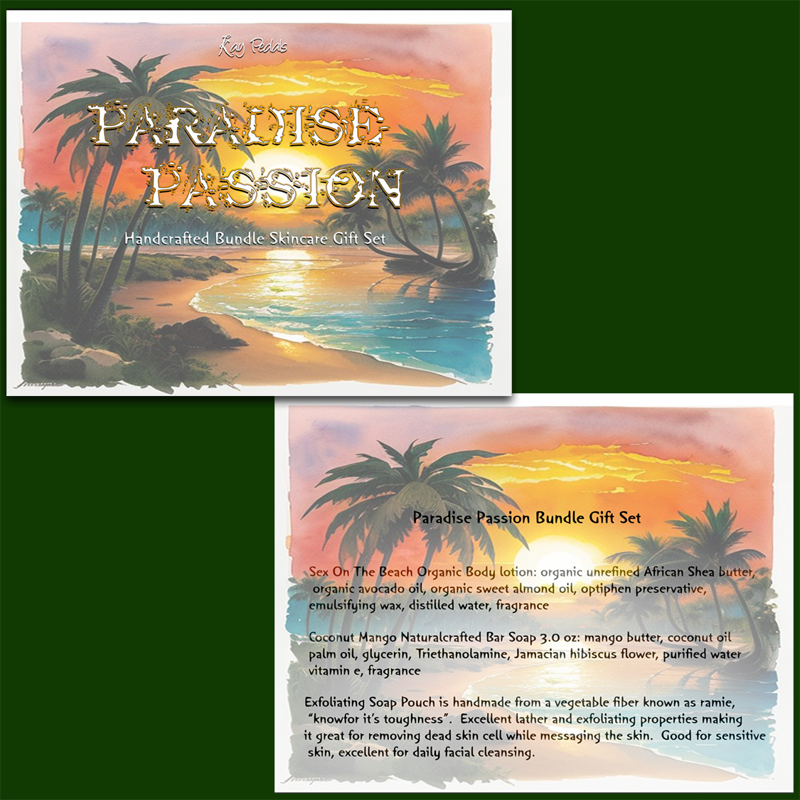 Paradise Passion Best Bundle Natural Skincare Gift Set Kay Pedals