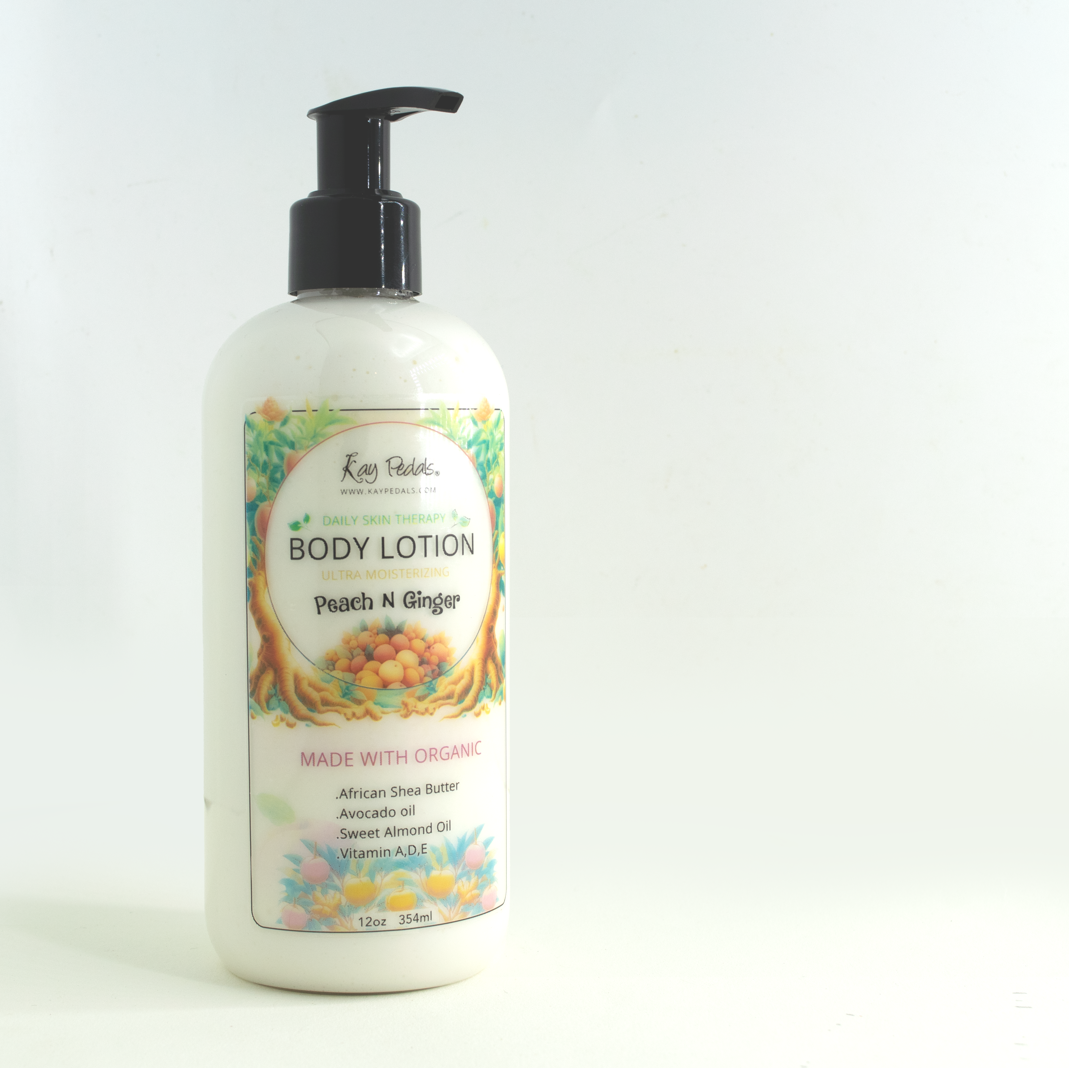 Ginger Peach Organic Body Lotion | Shea Butter Natural Body Cream | Aromatherapy Scented Lotion | Hydrating Organic Skincare