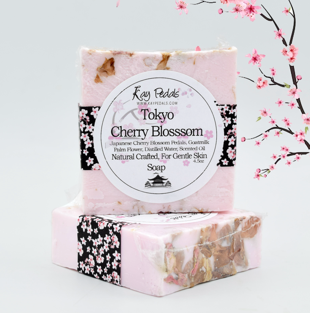Tokyo Cherry Blossom Natural Crafted Bar Soap 4.5oz Kay Pedals