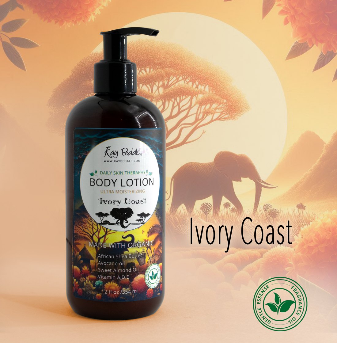 Ivory Coast Natural Body Lotion Made With Sensitive Skin Fragrance Oil  | Organic Unrefined African Shea Butter | Organic Sweet Almond Oil | Organic Avocado Oil