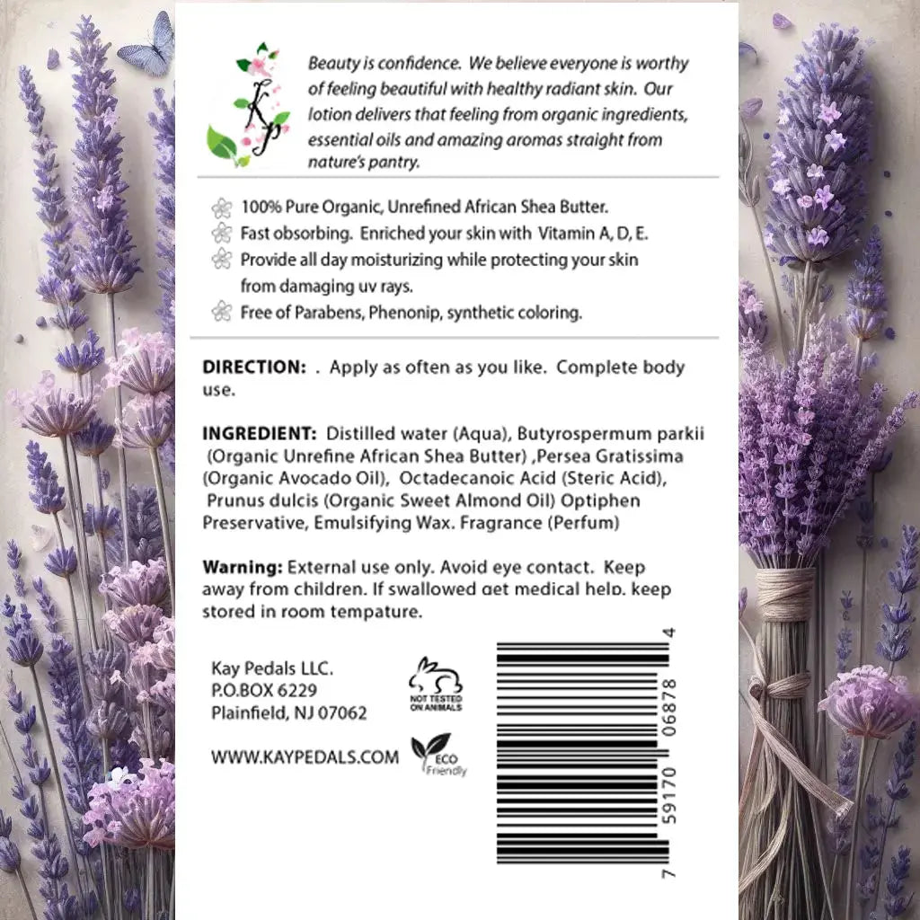 French Lavender Body Lotion | Organic Body Cream |Shea Butter Lotion |  Almond Body Lotion | Fragrance Lotion Kay Pedals