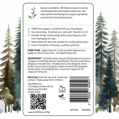 Evergreen Mist Natural Body Lotion Made With Sensitive Skin Fragrance Oil  | Organic Unrefined African Shea Butter | Organic Sweet Almond Oil | Organic Avocado Oil