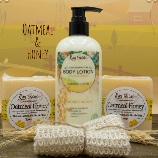 Oatmeal soap, honey soap, organic lotion, shea butter, gift set, best skincare gift set bundle