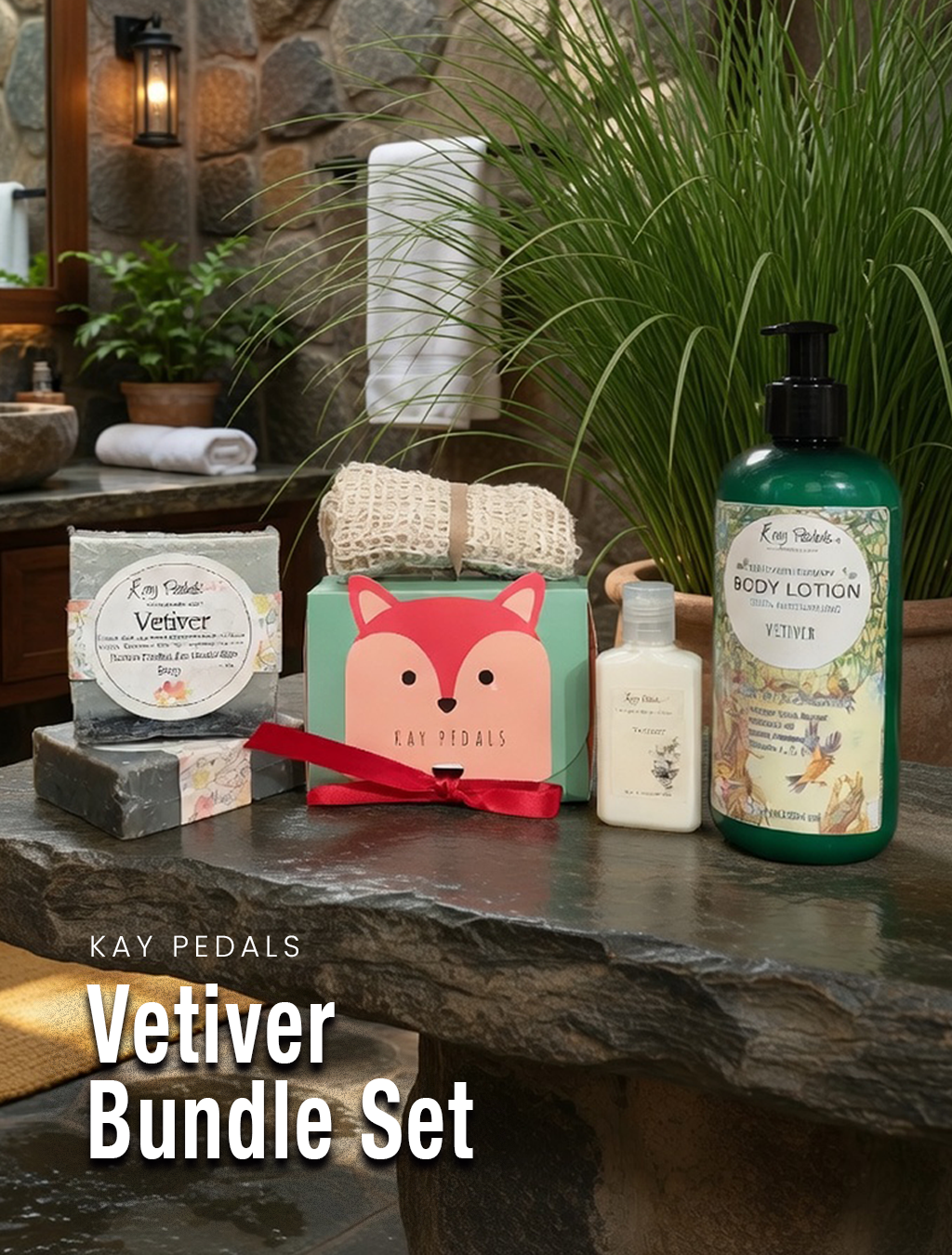 Vetiver Bundle Natural Best Skin Care Gift Set